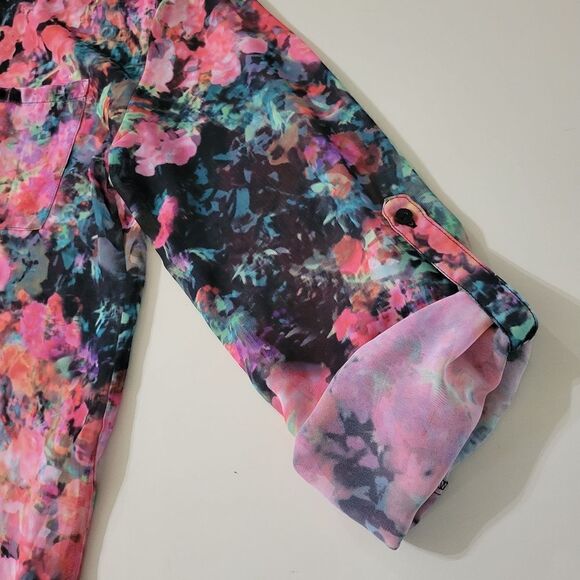 Decree Women's Sheer Floral Button-Down Blouse and Matching Tank Top - Picture 8 of 16